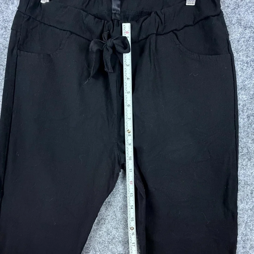 Venti 6 Ankle Pants Womens Medium Black Viscose Stretch Tapered Leg Drawstring